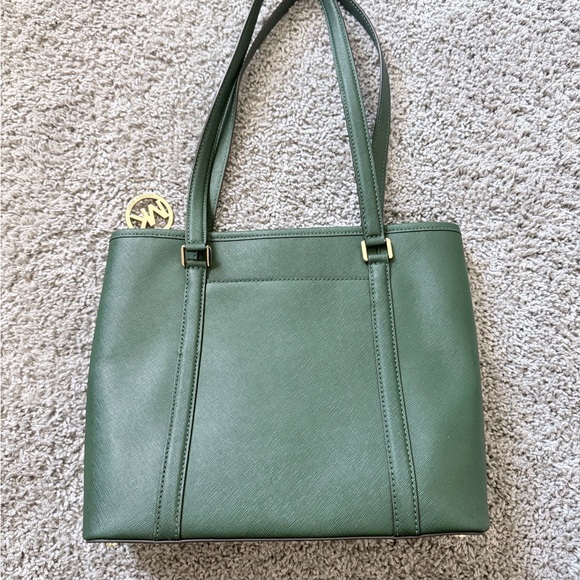 Michael Kors Sady Medium Saffiano Leather Tote Bag Green - Picture 3 of 7